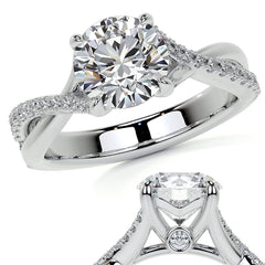 Bypass Style Round Split Shank Moissanite Engagement Ring
