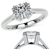 East-West Rectangular Cushion Moissanite Cathedral Solitaire Ring
