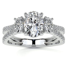 Split Shank Oval Three-Stone Moissanite Engagement Ring