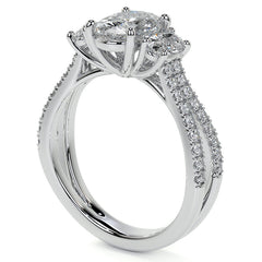 Split Shank Oval Three-Stone Moissanite Engagement Ring