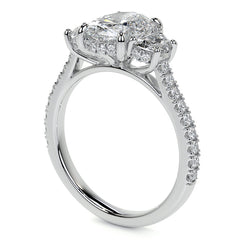 Oval and Half-Moon Three-Stone Moissanite Engagement Ring