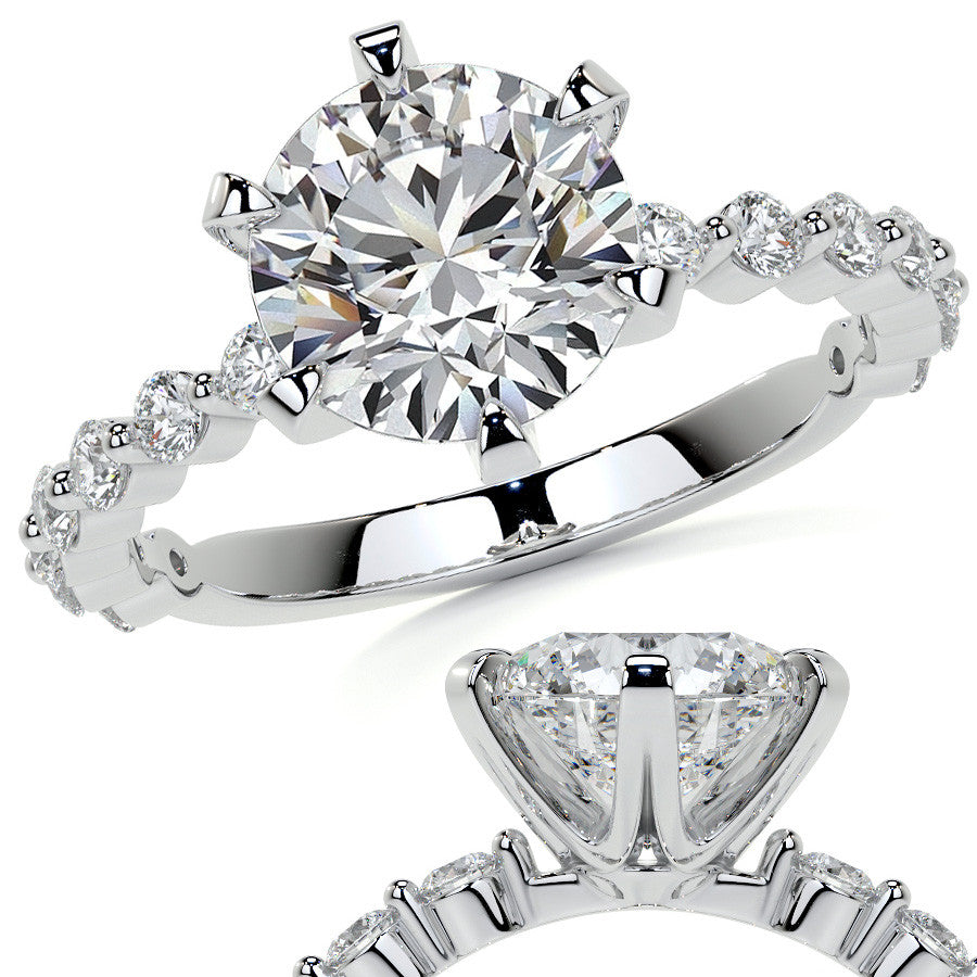 6-Prong Round Single Prong Moissanite Engagement