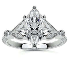 Split Shank Marquise Moissanite Engagement Ring with Knife Edge