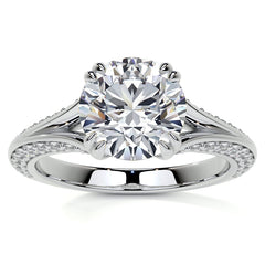 Round Double Prong Moissanite Engagement Ring with Knife Edge