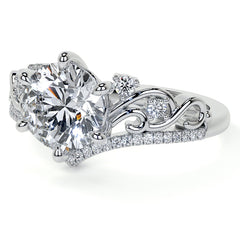 6-Prong Round Chevron Style Moissanite Engagement Ring