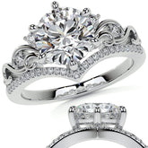 6-Prong Round Chevron Style Moissanite Engagement Ring