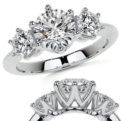Round 3-Stone Moissanite Ring