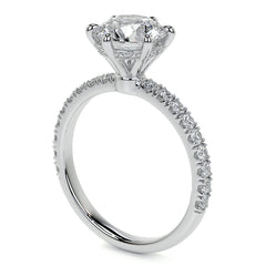 6-Prong Round U-Prong Moissanite Engagement Ring with Hidden Hal