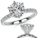 6-Prong Round U-Prong Moissanite Engagement Ring with Hidden Hal