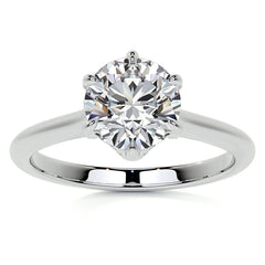6-Prong Accented Moissanite Solitaire Engagement Ring