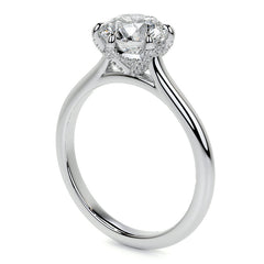 6-Prong Accented Moissanite Solitaire Engagement Ring