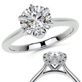 6-Prong Accented Moissanite Solitaire Engagement Ring