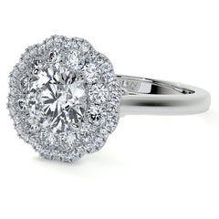 Round Double Halo Antique Style Moissanite Engagement Ring