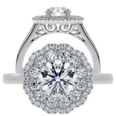 Round Double Halo Antique Style Moissanite Engagement Ring