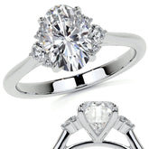 Oval Moissanite Engagement Ring with Graduated Accents
