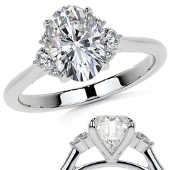 Oval Moissanite Engagement Ring with Graduated Accents