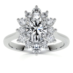 Oval Moissanite Cathedral Halo Moissanite Engagement Ring