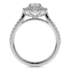 Oval Moissanite Cathedral Moissanite Halo Engagement Ring