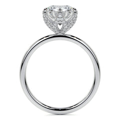 Round Accented Tulip Moissanite Engagement Ring