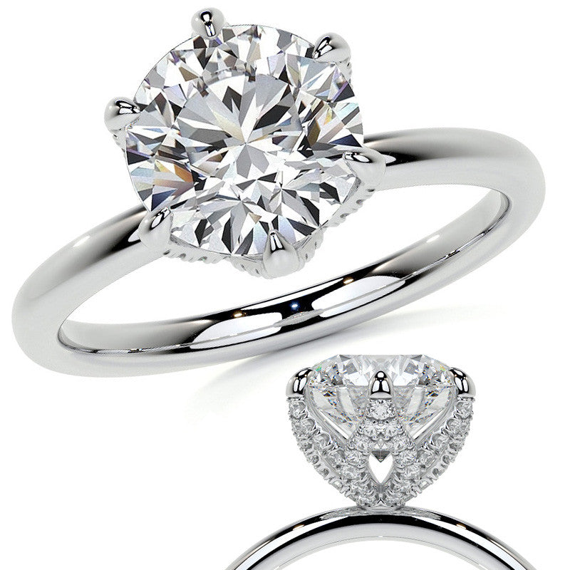 Round Accented Tulip Moissanite Engagement Ring