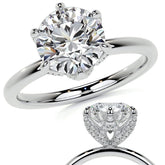 Round Accented Tulip Moissanite Engagement Ring