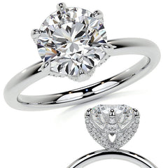 Round Accented Tulip Moissanite Engagement Ring
