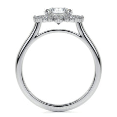 Round Snowflake Inspired Moissanite Halo Engagement Ring