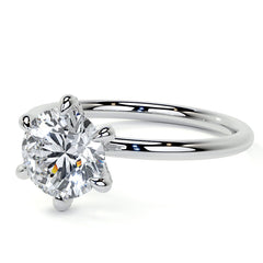 Round 6-Prong Petite Accented Moissanite Engagement Ring