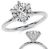 Round 6-Prong Petite Accented Moissanite Engagement Ring