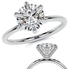 Round 6-Prong Petite Accented Moissanite Engagement Ring