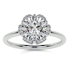 Round Petite Tulip Halo Moissanite Engagement Ring