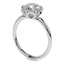 Round Petite Tulip Halo Moissanite Engagement Ring