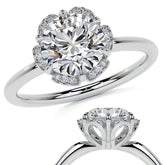 Round Petite Tulip Halo Moissanite Engagement Ring