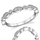 Round Brilliant Moissanite Milgrain Stackable Wedding Band