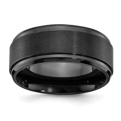 Black Zirconium Polished with Brushed Center 9mm Beveled Edge Ba