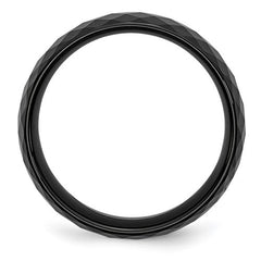 Ceramic Black Faceted 7.5mm Polished Band