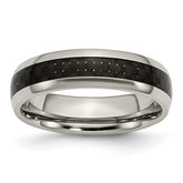 Titanium Polished with Black Carbon Fiber Inlay 6mm Band