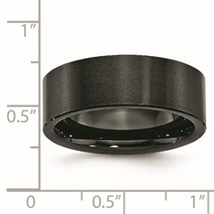 Black Ceramic Flat 8mm Brushed Band