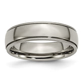 Titanium Polished 6mm Grooved and Beaded Edge Band