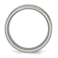 Titanium Brushed Center 8mm Ridged Edge Band