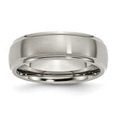 Titanium Brushed Center 7mm Ridged Edge Band