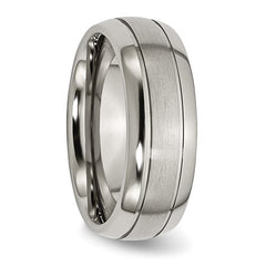 Titanium Brushed and Polished 8mm Grooved Band
