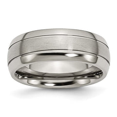 Titanium Brushed and Polished 8mm Grooved Band