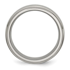 Titanium Brushed Center 8mm Ridged Edge Band