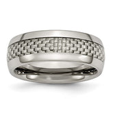 Titanium Polished with Grey Carbon Fiber Inlay 8mm Band
