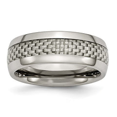 Titanium Polished with Grey Carbon Fiber Inlay 8mm Band