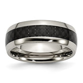 Titanium Polished with Black Carbon Fiber Inlay 8mm Band