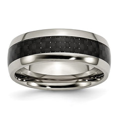 Titanium Polished with Black Carbon Fiber Inlay 8mm Band