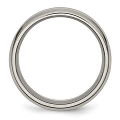 Titanium Brushed and Polished 8mm Grooved Beveled Edge Band
