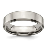 Titanium Brushed and Polished 6mm Beveled Edge Band